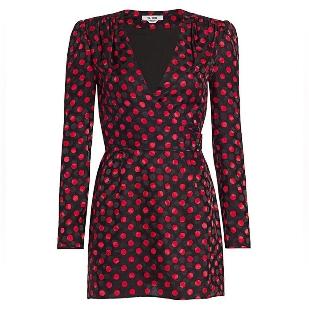 Re/Done Red and Black Polka Dot Dress